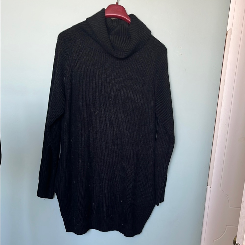 Black Oversized Cowl Neck Sweater